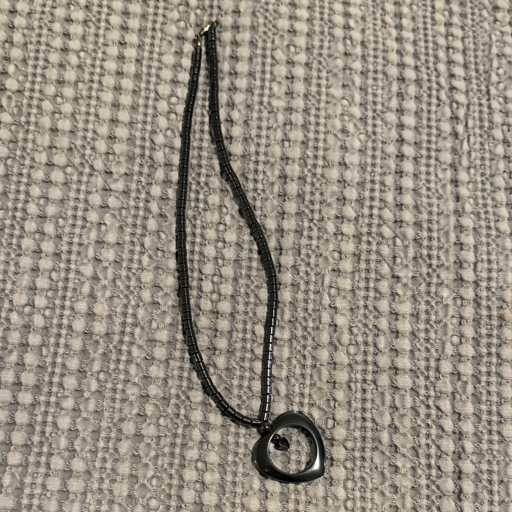 Artisan natural Hematite heart beaded Necklace